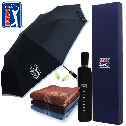 PGA 3단완전자동 리플렉티브 안전우산+170g죽사타올세트