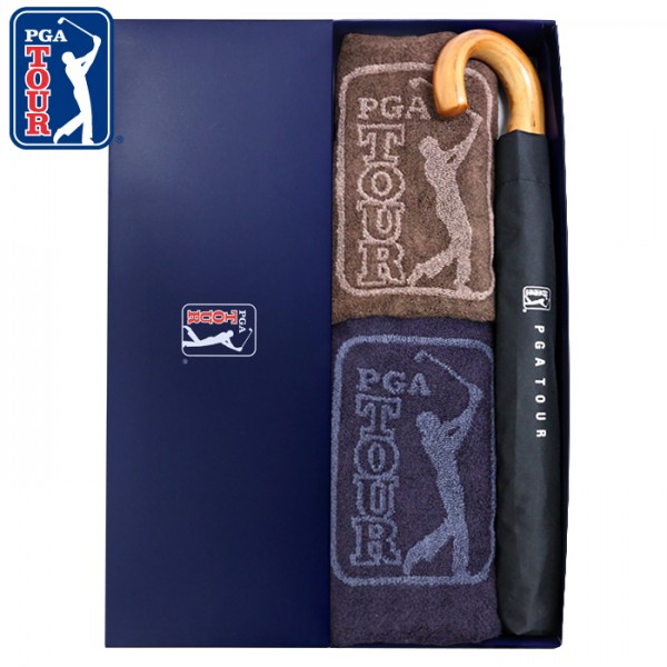 상품 이미지: PGA 2단자동 블랙우드핸들+170g죽사타올 2P세트