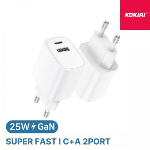 코끼리 KWC-S25P1C1A GaN 25W C타입 2포트 초고속충전기(CtoC케이블&미포함)
