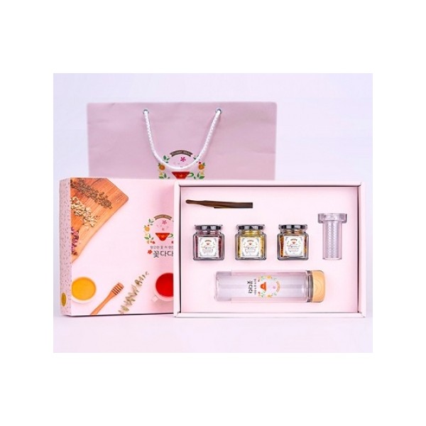 상품 이미지: 국내산 꽃차(소)+보틀 5종 선물세트