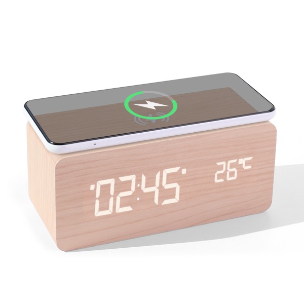 상품 이미지: 모던클락 15W 우드형 LED시계&고속무선충전기