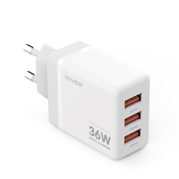 상품 이미지: 아이리버 QC3.0 3포트 멀티 가정용충전기(AtoC케이블포함) IHA-H36A
