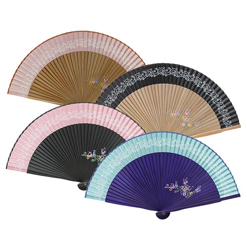 고급실크천 당초문양부채(기성)