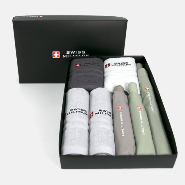 상품 이미지: 스위스밀리터리 친환경 2단자동+3단완전자동 세이프티+3단수동우산+140g타올 4P세트(대)