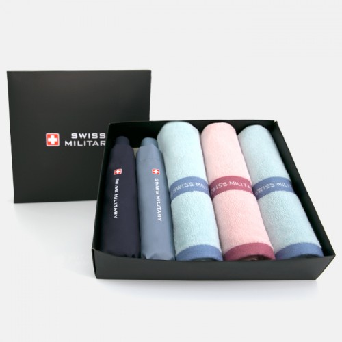 스위스밀리터리 친환경 3단완전자동 세이프티+3단수동우산+120g타올3P세트(미니)
