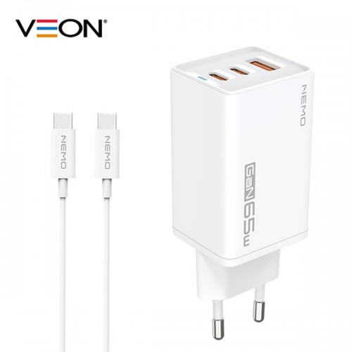 베온 네모 미니 GaN PD65W PPS 3포트 초고속 가정용충전기