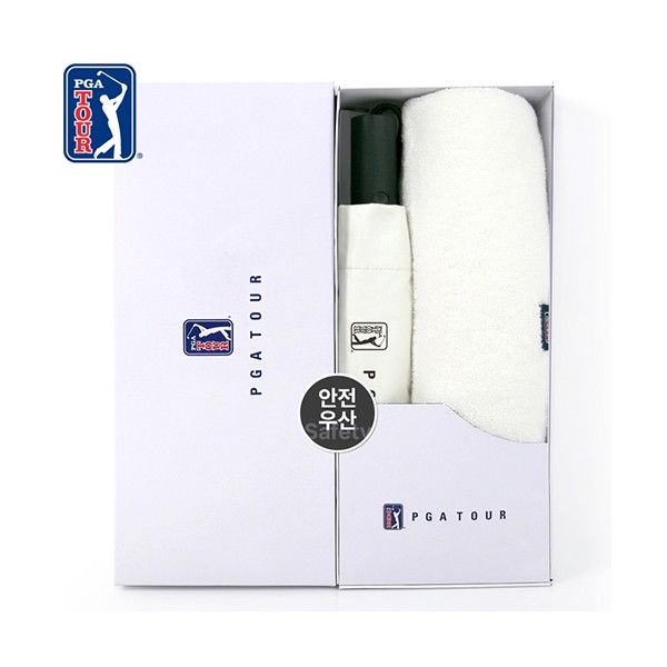 상품 이미지: PGA 3단완전자동 암막 세이프티 우양산+260g코마사타올세트