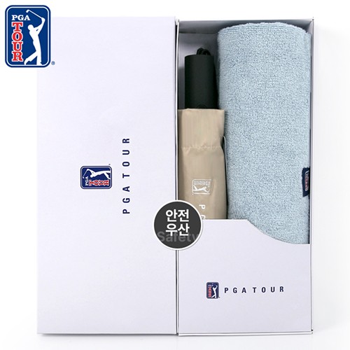 PGA 3단완전자동 암막 세이프티 우양산+200g코마사타올세트