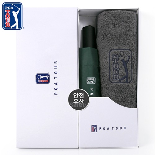 PGA 3단완전자동 암막 세이프티 우양산+190g호텔타올세트