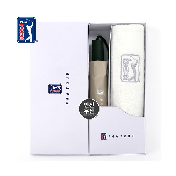 상품 이미지: PGA 3단완전자동 암막 세이프티 우양산+170g면사타올세트