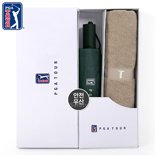 PGA 3단완전자동 암막 세이프티 우양산+130g면사타올세트