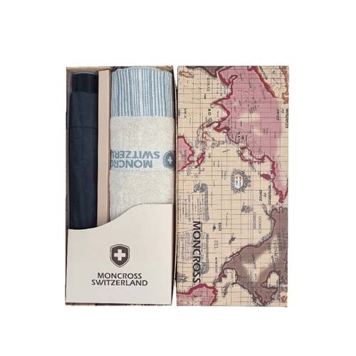 몽크로스 삼색실버 3단우산&바코드 타올세트