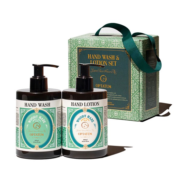 상품 이미지: 옵타움 퍼퓸 핸드워시&핸드로션 2종 선물세트(우디헤이즈향)