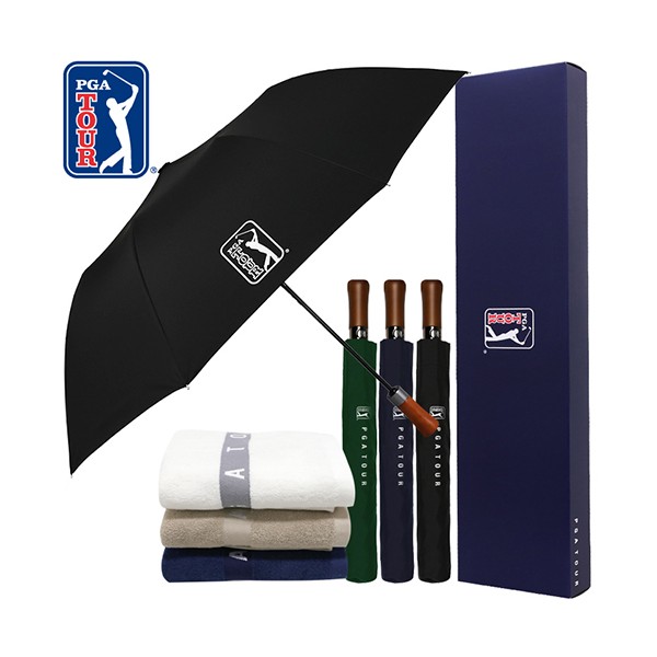 상품 이미지: PGA 2단자동 빈티지우드+130g 면사타올세트