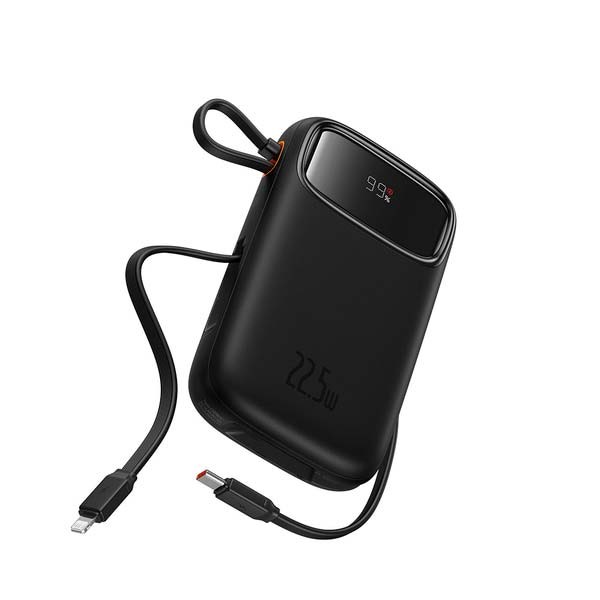 상품 이미지: 베이스어스 Qpow2 듀얼케이블 일체형 22.5w 고속충전 휴대용보조배터리 10000mAh