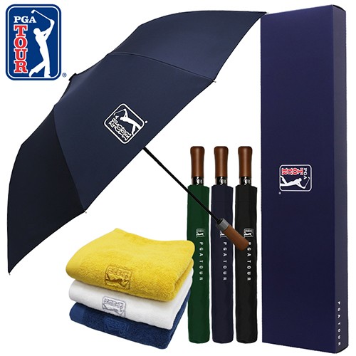 PGA 2단자동 빈티지우드+170g 면사타올세트