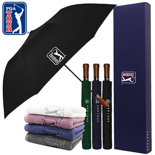 PGA 2단자동 빈티지우드+190g 코마사 호텔타올세트