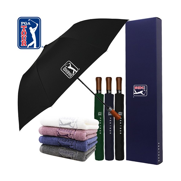 상품 이미지: PGA 2단자동 빈티지우드+190g 코마사 호텔타올세트
