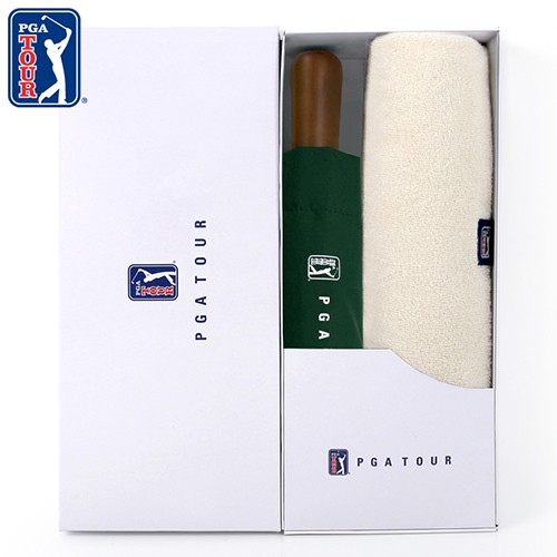 PGA 3단완전자동 빈티지우드+200g 코마사 면사타올세트