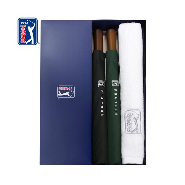 상품 이미지: PGA 2단자동 빈티지우드 2P+190g 코마사 호텔타올세트