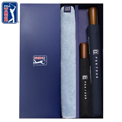 PGA 2단자동+3단완전자동 빈티지우드+200g 코마사 면사타올세트