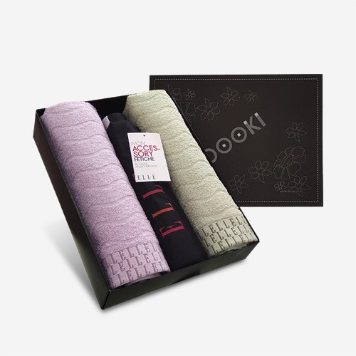 엘르 물결타올2매+엘르 네츄럴 3단우산세트