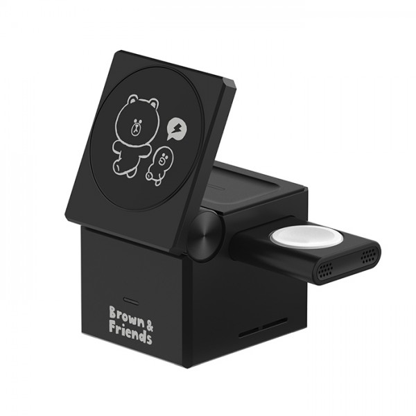 상품 이미지: 라인프렌즈 브라운 3in1 맥세이프 무선충전기
