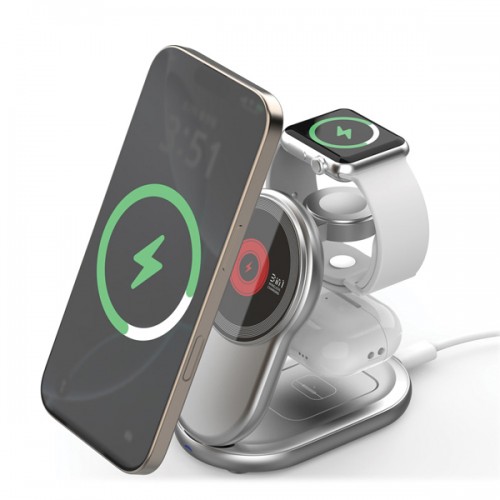 케미 3in1 폴딩 맥세이프거치대 무선충전기(워치전기종가능) HIWS-MSC10