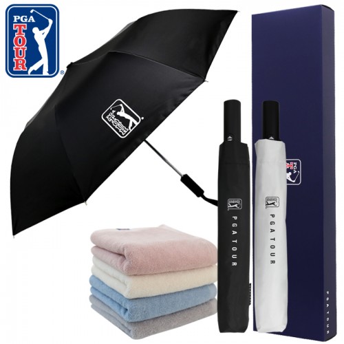 PGA 2단완전자동 암막 우양산+200g 코마사 면사타올세트