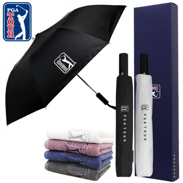 상품 이미지: PGA 2단완전자동 암막 우양산+190g 코마사 호텔타올세트