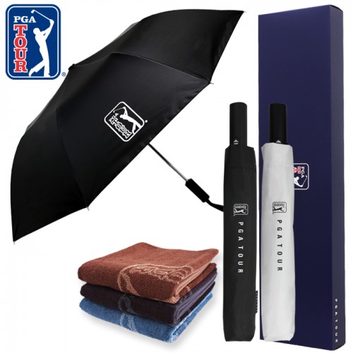 PGA 2단완전자동 암막 우양산+170g 죽사타올세트