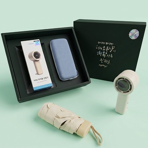 팝폰 BLDC 모터 휴대용선풍기+양우산 선물세트 CS73 