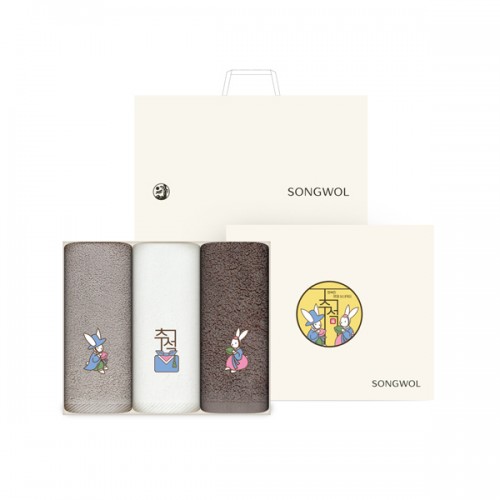 송월 2026 달이별이 복토끼 추석타올 3p세트 150g