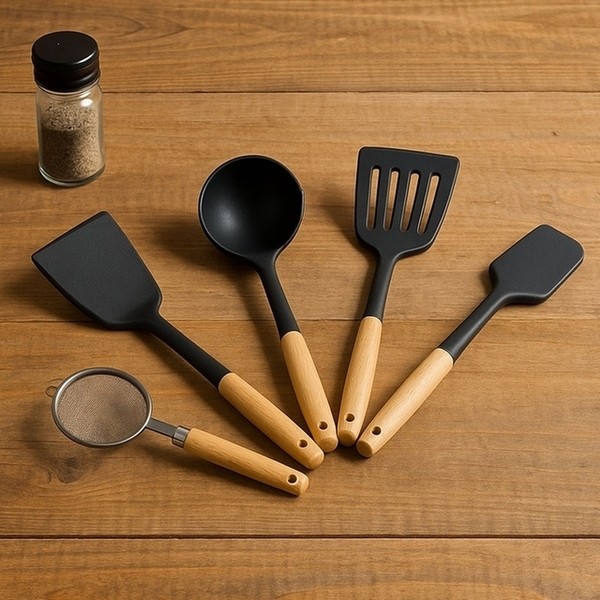 상품 이미지: 실리콘+우드 쿡프렌 조리도구 5종 선물세트